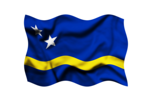 Waving the flag of Curacao on a transparent background. 3d rendering png