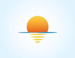 The sea and the sun with reflection on the surface of the ocean colorful logo for business organization illustration vector
