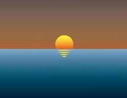 Sunset with the sea at evening time in the clear sky illustration vector