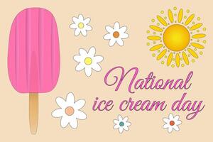 Celebrate the summertime festival with this vibrant ice cream poster featuring delicious ice cream cones and ice cream on a cheerful background. vector