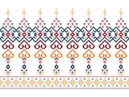 Cross Stitch. Geometric ethnic patterns. Design for Clothing, Fabric, batik, Saree, Patola, Sari, Dupatta, Vyshyvanka, rushnyk, dupatta, Knitwear, Embroidery, Ikkat, Pixel pattern. Traditional Design. vector