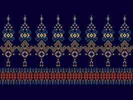 Cross Stitch. Geometric ethnic patterns. Design for Clothing, Fabric, batik, Saree, Patola, Sari, Dupatta, Vyshyvanka, rushnyk, dupatta, Knitwear, Embroidery, Ikkat, Pixel pattern. Traditional Design. vector