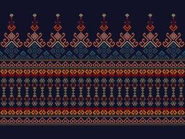 Cross Stitch. Geometric ethnic patterns. Design for Clothing, Fabric, batik, Saree, Patola, Sari, Dupatta, Vyshyvanka, rushnyk, dupatta, Knitwear, Embroidery, Ikkat, Pixel pattern. Traditional Design. vector