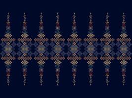 Cross Stitch. Geometric ethnic patterns. Design for Clothing, Fabric, batik, Saree, Patola, Sari, Dupatta, Vyshyvanka, rushnyk, dupatta, Knitwear, Embroidery, Ikkat, Pixel pattern. Traditional Design. vector