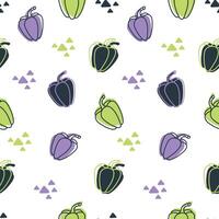Seamless pattern with stylized bell peppers on a white background. service vector