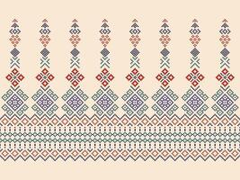 Cross Stitch. Geometric ethnic patterns. Design for Clothing, Fabric, batik, Saree, Patola, Sari, Dupatta, Vyshyvanka, rushnyk, dupatta, Knitwear, Embroidery, Ikkat, Pixel pattern. Traditional Design. vector