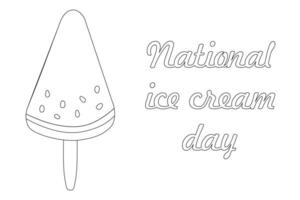 Celebrate National Ice Cream Day with this fun and easy coloring page featuring a delicious ice cream popsicle design. vector