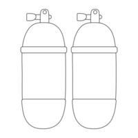A detailed coloring page featuring a pair of diving cylinders. Perfect for kids and adults who love underwater exploration. vector