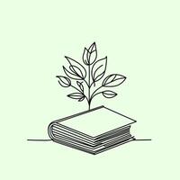 illustration of an open book with a plant growing from its pages, symbolizing knowledge and growth. Ideal for educational and environmental themes. vector