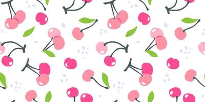 Seamless pattern with cherries. Abstract delicious summer print. vector