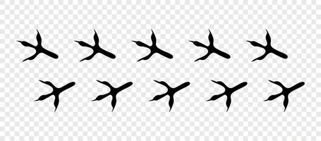 Footpath trail of animals. Eagle paws. Eagle paws walking randomly print isolated on checkered background. vector