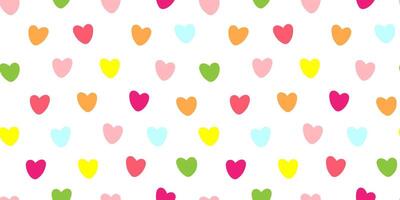 Seamless pattern with simple abstract multi-colored hearts. vector