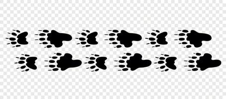 Footpath trail of animals. Skunk paws. Skunk paws walking randomly print isolated on checkered background. vector