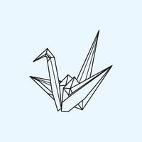 A silhouette of a paper crane in a minimalist style. Perfect for modern and sophisticated designs. minimalistic origami on a blue background vector