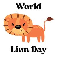 World Lion Day. Postcard on white isolated background vector