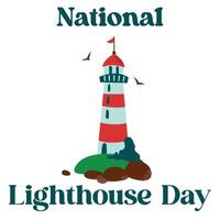 National Lighthouse Day. White background, isolate vector