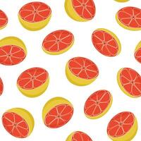 seamless pattern with grapefruit. Image of halves and segments of grapefruits isolated on a white background. Color print for packaging, boxes and wallpaper. vector