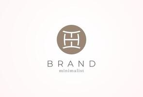 Initial Letter HH Logo, minimalist letter H with H combination in circle, design logo template, illustration vector