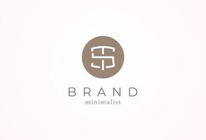 Initial Letter TS Logo, minimalist letter T with S combination in circle, design logo template, illustration vector