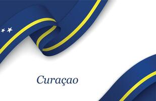 Ribbon with fllag of Curacao on white background vector