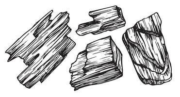 set of charcoal, illustration in sketch style. eco product for medicine and cosmetology vector