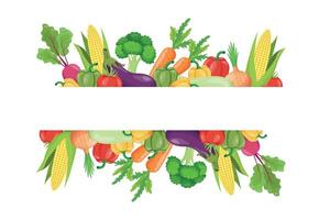 Fresh vegetables poster with place for text. Frame with vegetables. illustration. vector