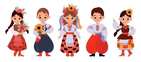 A set of Ukrainians in national costumes. White background, isolate. vector