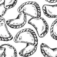 seamless pattern of dumplings, illustration in sketch style vector