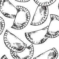seamless pattern of dumplings, illustration in sketch style vector