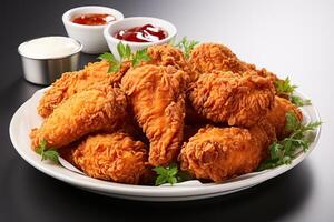 Fried chicken wings in breadcrumbs. photo