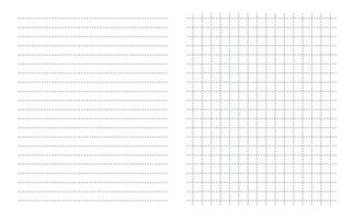 Set square grid notebook sheet paper art blue color in dotted line and horizontal lines template sheet paper. Blanks. Notebook paper copy space backgrounds, personal blank drafts, write ideas, manag vector