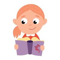 Daily routine. The child is reading a book. Learn vector