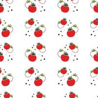 Seamless pattern with stylized tomatoes on a white background. illustration vector