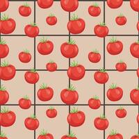 Seamless pattern with tomatoes on a beige background. illustration vector