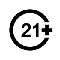 Twenty one plus icon. Number 21 in circle isolated on white background. Age censor symbol. Movie viewing or website visiting age limit label. Adult only concept. vector