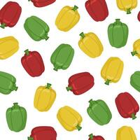 seamless pattern with bell pepper. Image of multi-colored peppers isolated on a white background. Color print for packaging, boxes and wallpaper. vector