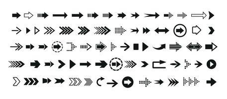 Arrow icon set. Cursor. Simple arrow icons in black. Different cursor arrow direction symbols in flat style. vector