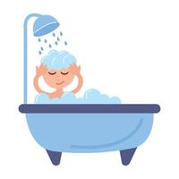 Daily routine. The child washes vector