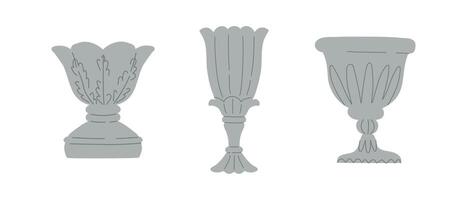 Garden decorative pots for plants. illustration in flat style. vector