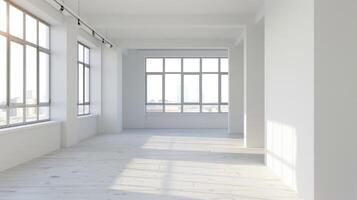 bright empty modern, new apartment with large windows photo