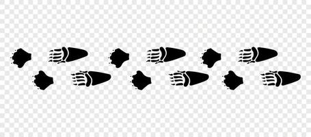 Platypus paws. Footpath trail of animals. Paw foot trail print of platypus on white background. Animal steps in black color. vector
