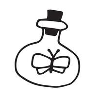 glass bottles with potions. drawing in vintage style black and white graphics. vessels isolated on white background. symbol of magic, witchcraft, alternative medicine, esotericism vector