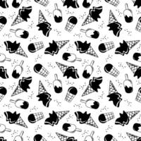 A modern silhouette image of a seamless ice cream pattern. Repetitive design for decoration, printing, packaging in the doodle style. background in line art style. vector