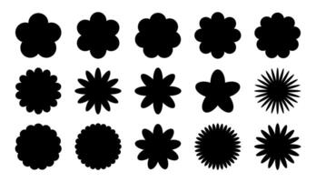 Set of flower shapes with dark shadows vector