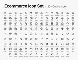 E-commerce Icon Set 120 Line Icons. Online shopping, Cart, and Delivery Icons. Minimal Icons Designed for web, mobile, and presentation. vector
