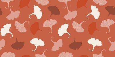 Seamless pattern with gginko biloba leaves. Floral abstract simple print. vector