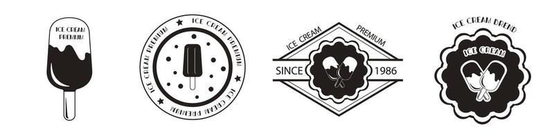 A set of retro logos for an ice cream shop, signage, cafe or bar. A set of vintage badges and labels. Isolated illustration. vector
