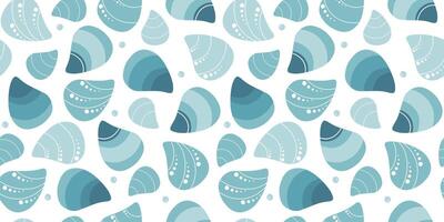 Seamless pattern with abstract silhouettes of shells. Marine print. vector