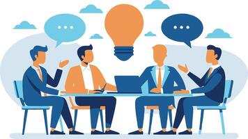 Effective communication, meeting discussion or conversation solution vector