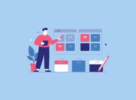 Mastering Web Design, A Man Works Diligently on UI and UX Development, Organizing Content to Enhance User Experience in the Digital Realm of Web Pages vector